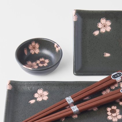 Sushi szett BLACK AND PINK SAKURA, 4 db, MIJ