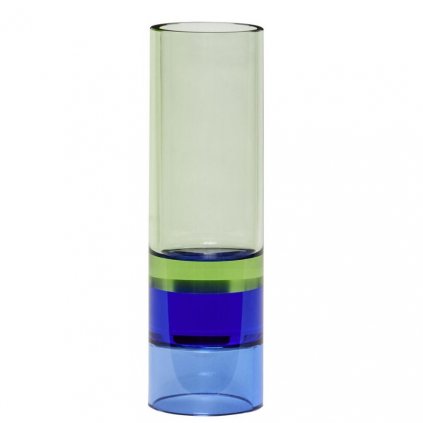 Váza/gyertyatartó ASTRO zöld/kék, üveg, Hübsch