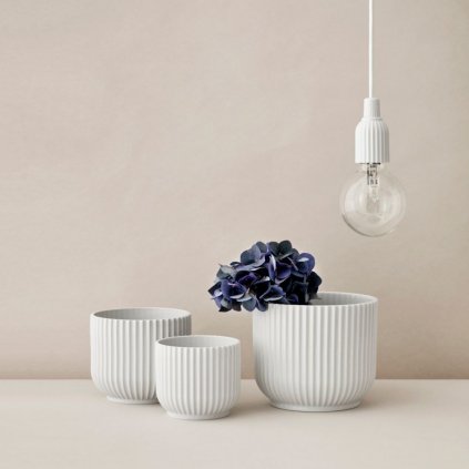 Virágcserép 14 cm, fehér, porcelán, Lyngby