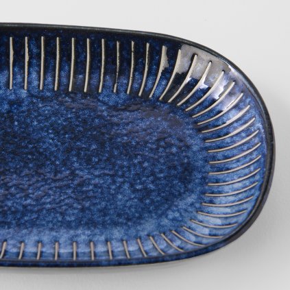 Tálaló tányér RIDGED INDIGO 19 x 13 cm, MIJ
