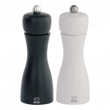 Só- és borsdaráló készlet TAHITI 15 cm, fekete/fehér, bükkfa, Peugeot