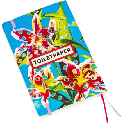 Jegyzetfüzet TOILETPAPER FLOWERS 21 x 14 cm, kék, Seletti