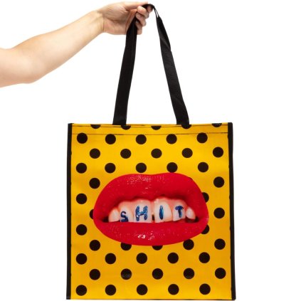 Bevásárlótáska TOILETPAPER SHIT 42 cm, narancssárga, Seletti
