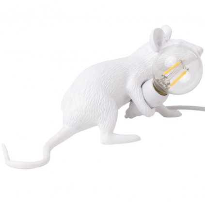 Asztali lámpa MOUSE LIE DOWN 8 cm, USB aljzat, fehér, Seletti