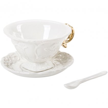 Teáscsésze csészealjjal és kanállal I-WARES arany, Seletti