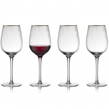 Vörösboros pohár PALERMO GOLD, 4 db szett, 300 ml, Lyngby Glas