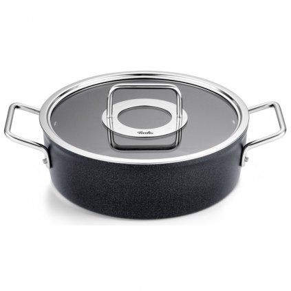 Alacsony lábas ADAMANT 24 cm, fekete, alumínium, Fissler