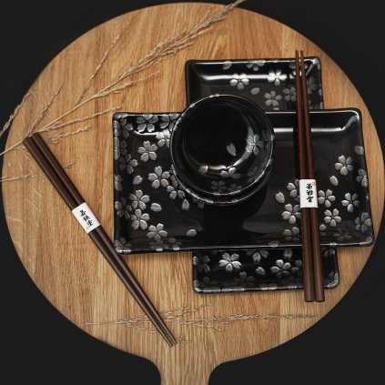 Sushi szett BLACK SAKURA, 6 db, MIJ