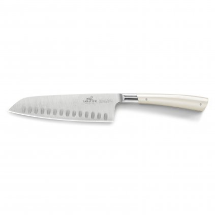 Santoku kés EDONIST 18 cm, rozsdamentes acél szegecsek, fehér, Lion Sabatier
