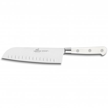Santoku kés TOQUE 18 cm, rozsdamentes acél szegecsek, fehér, Lion Sabatier