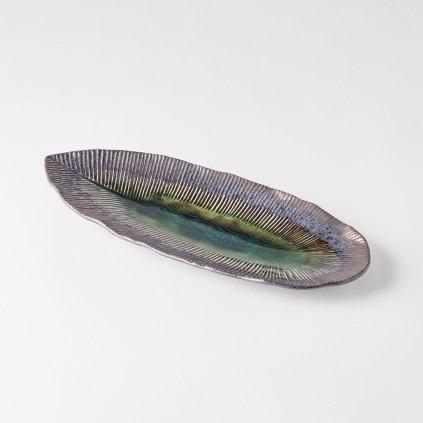 MIJ MIDORI tálaló tányér, 32,5 x 13,5 cm, zöld, kerámia