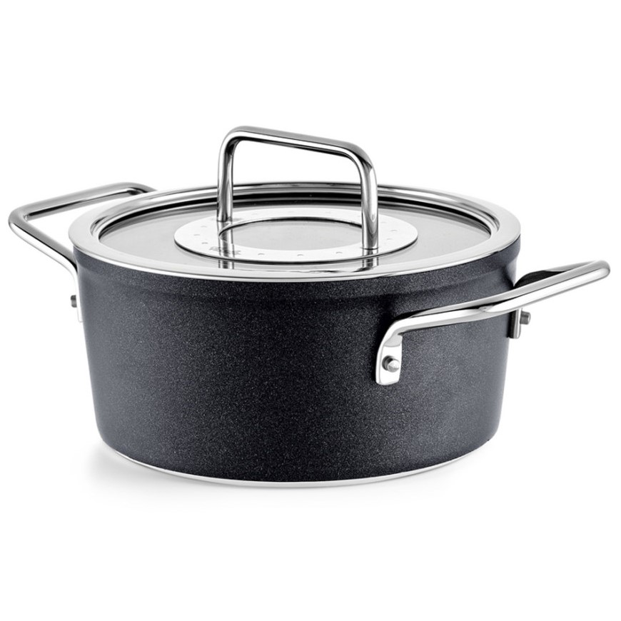 Magas lábas ADAMANT 18 cm, fekete, alumínium, Fissler