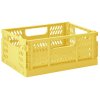 Tároló doboz CRATE M, 28 cm, összecsukható, sárga, 3 Sprouts