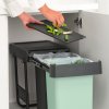 Brabantia SORT & GO beépített szemetes kosár, 2 x 15 l, sötétszürke / jáde zöld, műanyag
