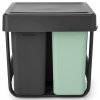 Brabantia SORT & GO beépített szemetes kosár, 2 x 10 l + 1 x 20 l, sötétszürke / jáde zöld, műanyag