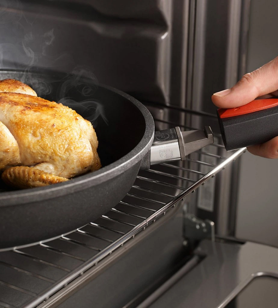 Oven pans under a magnifying glass