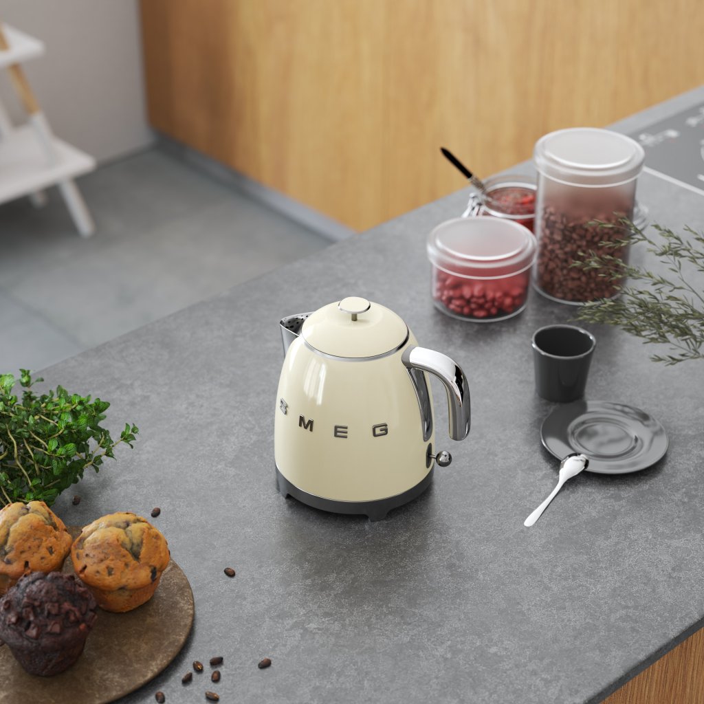 Electric kettle 50'S STYLE MINI KLF05CREU, 800 ml, cream, Smeg ✓ 119 € ⭕  Kulina