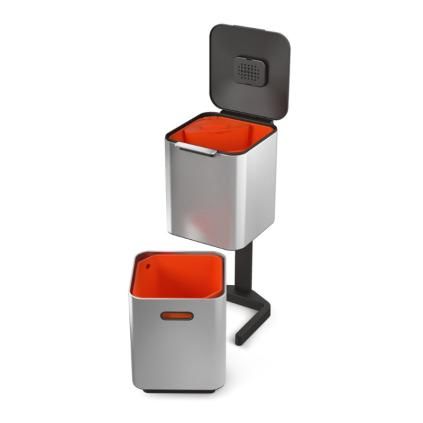 Waste bin TOTEM COMPACT 30063 40 l, for waste sorting, graphite, Joseph Joseph