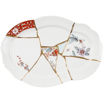 Serving platter KINTSUGI 42,5 cm, white, Seletti 