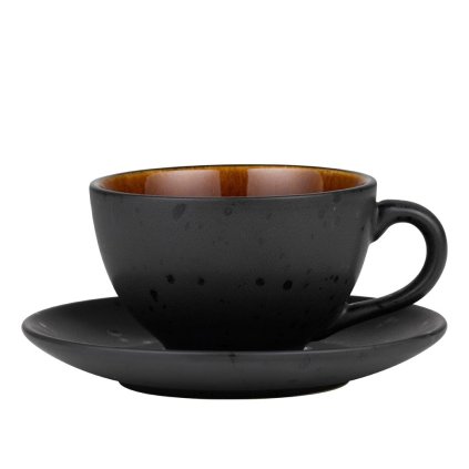 Tea cup with saucer 220 ml, black/amber, Bitz 