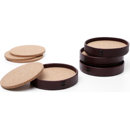 Coaster, set of 4 pcs, brown, Litton