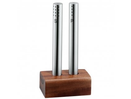 Salt and pepper shaker set, with acacia base, WMF