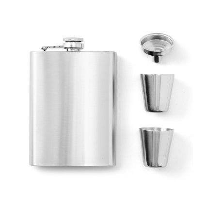 Hip flask set THE ESSENTIALS, with funnel and cups, Printworks