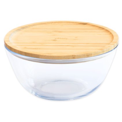 Food storage container PKV-012 1.6 l, glass / bamboo, Pebbly