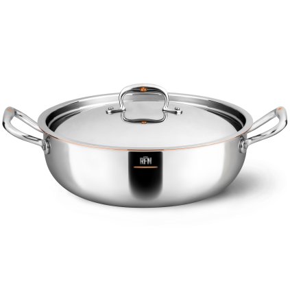 Low casserole pot CON CUORE 28 cm, silver, copper, Ruffoni
