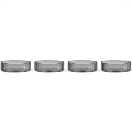 Dining bowl RIPPLE 12 cm, set of 4 pcs, grey, firm LIVING