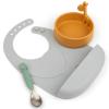 Kids dinnerware set PEEKABOO, 3 pcs, with bib, Done by Deer