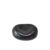 Chopstics rest pebble FINE DOTS, black glaze, porcelain, MIJ