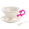 Tea cup with saucer and spoon I-WARES, fuchsia, Seletti 