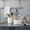 Utensil holder 20 cm, oak handle, white, ceramic, Eva Solo