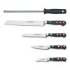 Knife block set CLASSIC, 10 pcs, with honing rod, scissors and meat fork, black, Wüsthof