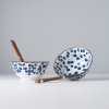 Dining bowl DAISY PATTERN ON WHITE 400 ml, set of 2 pcs, with chopsticks, MIJ