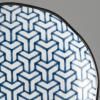 Shallow plate HERRINGBONE INDIGO IKAT 23 cm, blue, MIJ