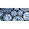 Shallow plate HERRINGBONE INDIGO IKAT 23 cm, blue, MIJ
