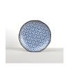Shallow plate HERRINGBONE INDIGO IKAT 23 cm, blue, MIJ