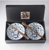 Bowls in a set with chopsticks MANEKI CAT BLUE MIJ 400 ml 2 pcs