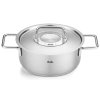 Low casserole pot PURE 20 cm, silver, stainless steel, Fissler