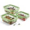Food storage container, set of 3 pcs, rectangular, glass, Lékué