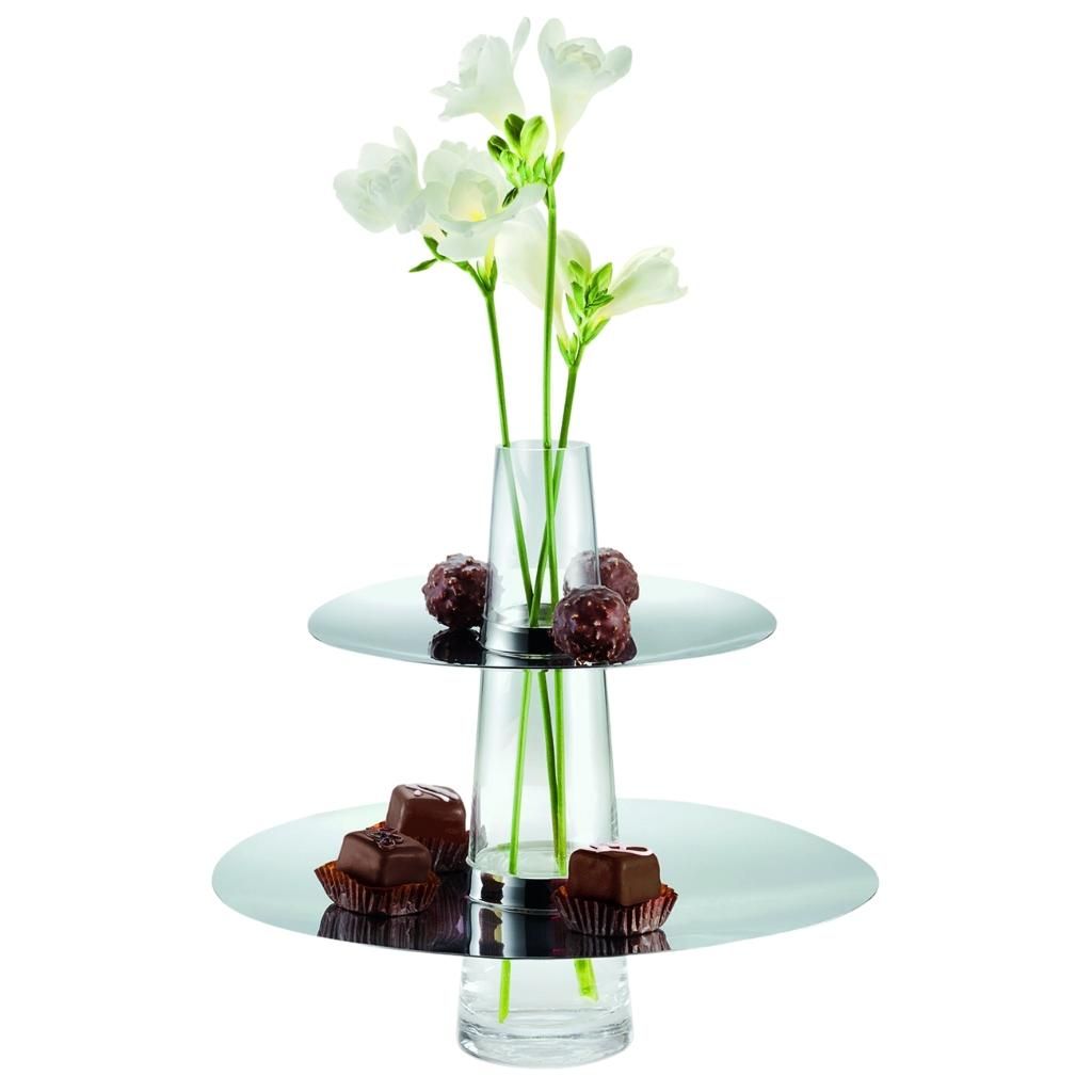 etagere FONTAINE 25 cm, con vaso, argento, Philippi