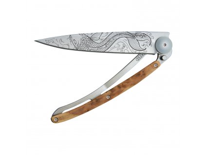 Coltello tascabile TATOO FISH 37 g, legno di ginepro, deejo