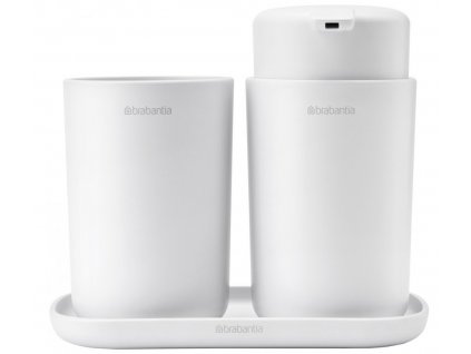 Set di dispenser per sapone liquido e bicchiere per spazzolini, bianco, Brabantia