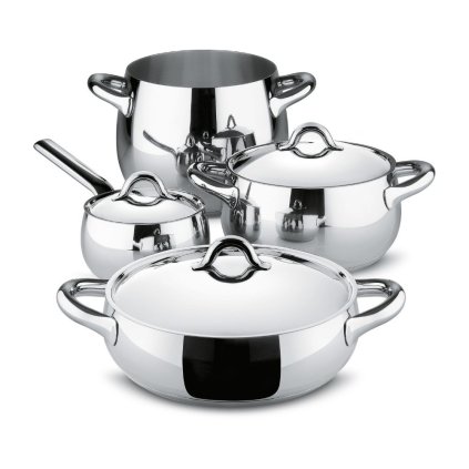 Set di pentole MAMI, 7 pz, acciaio inox, Alessi