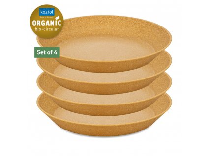 Piatti fondi in plastica CONNECT, set di 4 pz, 24 cm, colore legno naturale, Koziol