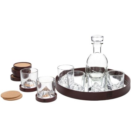 Set di bicchieri da whisky THE PEAKS, caraffa da whisky, sottobicchieri e vassoio, 14 pz, Liiton