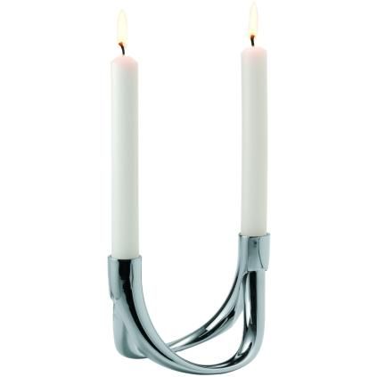 Portacandele da tavola BOW 8 cm, a due bracci, argento, Philippi