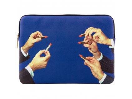 Borsa per laptop TOILETPAPER LIPSTICKS 34,5 x 25 cm, blu, Seletti